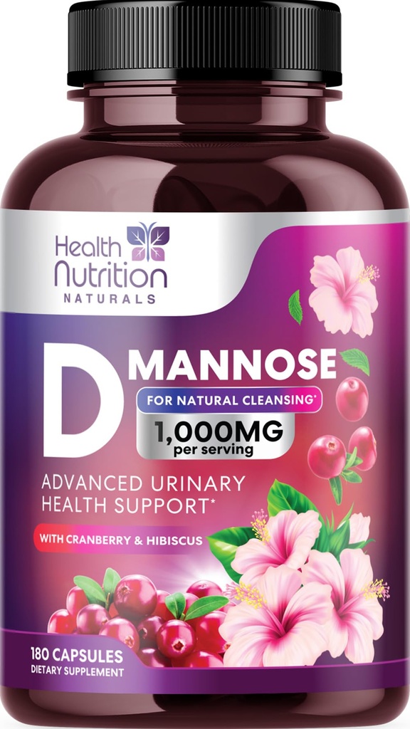D-Mannose Supplement 1,350mg - s Cranberry, Hibiscus & Dandelion - Fast-Acting, Natural Urinary Tract & Badder Support for Women & Muži