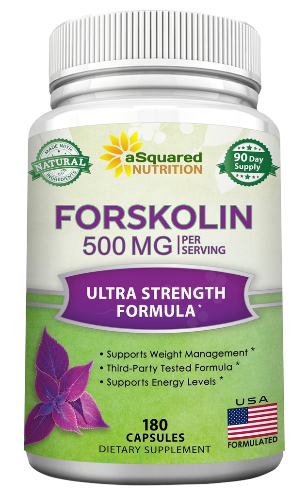 aSquared Nutrition Forskolin 500mg Max Strength-180 Kapsule,Forskolin Supplement for Pure Weight Loss Fuel, Coleus Forskohlii Root - Forskolin Diet Pills, Belly Buster Fat Burner 2X Slim Trim Lose