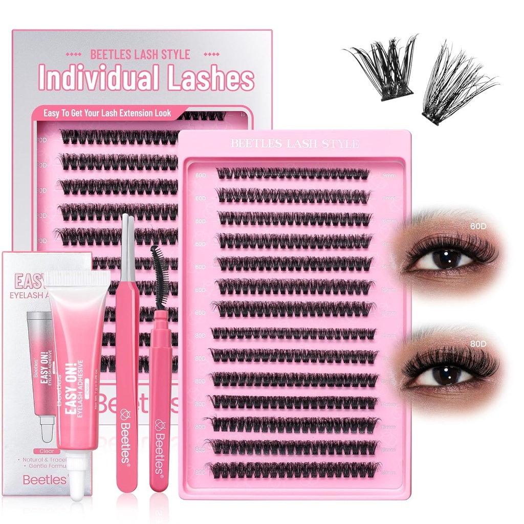 Chrobáky Lash Clusters Kit Love Expresing 60D 80D 9-18mm Očné riasy Clusters Kit 280ks Individuálne Lash Extension D Curl 3D Fluffy Falošné predĺženie rias DIY K009