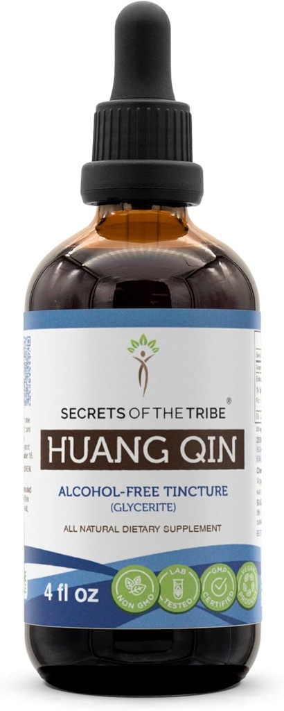 Secrets of the Tribe Huang Qin Liquid Extract, Wildcrafted Huang Qin (Scutellaria Root, Radix Scutellariae Baicalensis) Supplement Supplement on Root Tincutation (4 FL OZ)