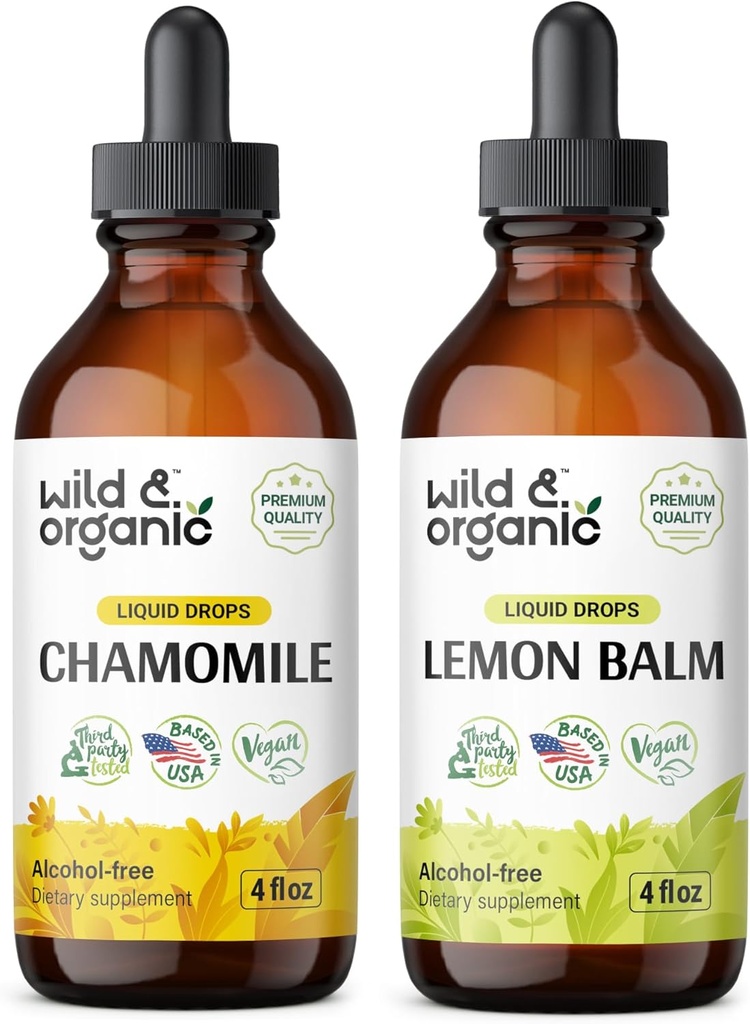 Divoká a organická harmančeková tinktúra 4 fl oz a citrónový balm Tinture 4 fl oz
