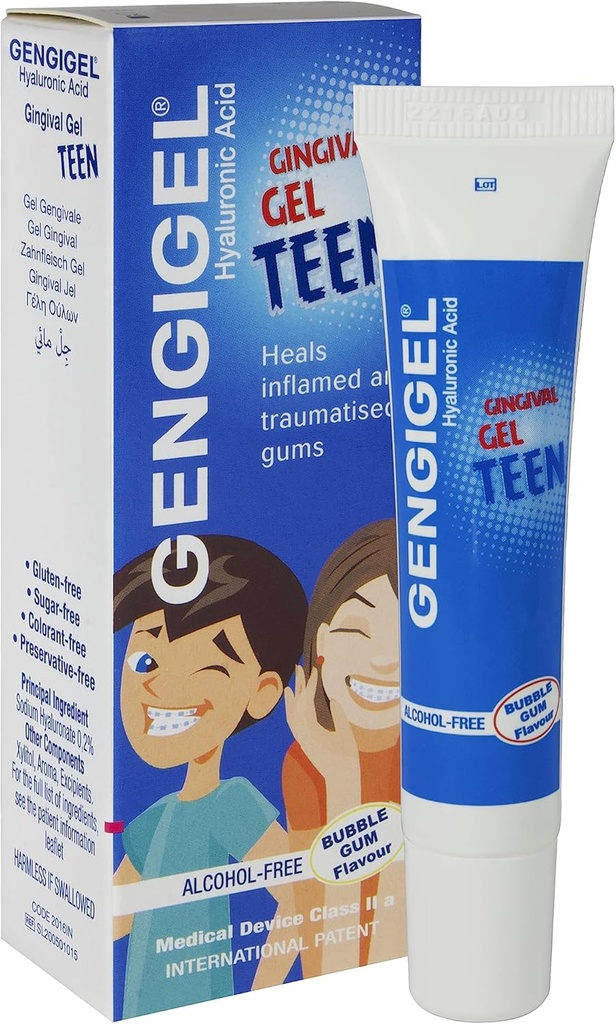 Gengigel Teen Hyaluronic Acid Oral Gel for Mouth & Gum Discomfort (15 ml), Upokojuje podráždenie, podporuje prírodné lieči a chráni jemné ústnej tkaniva, bez parabenu alebo SLS, Vegan & Kosher
