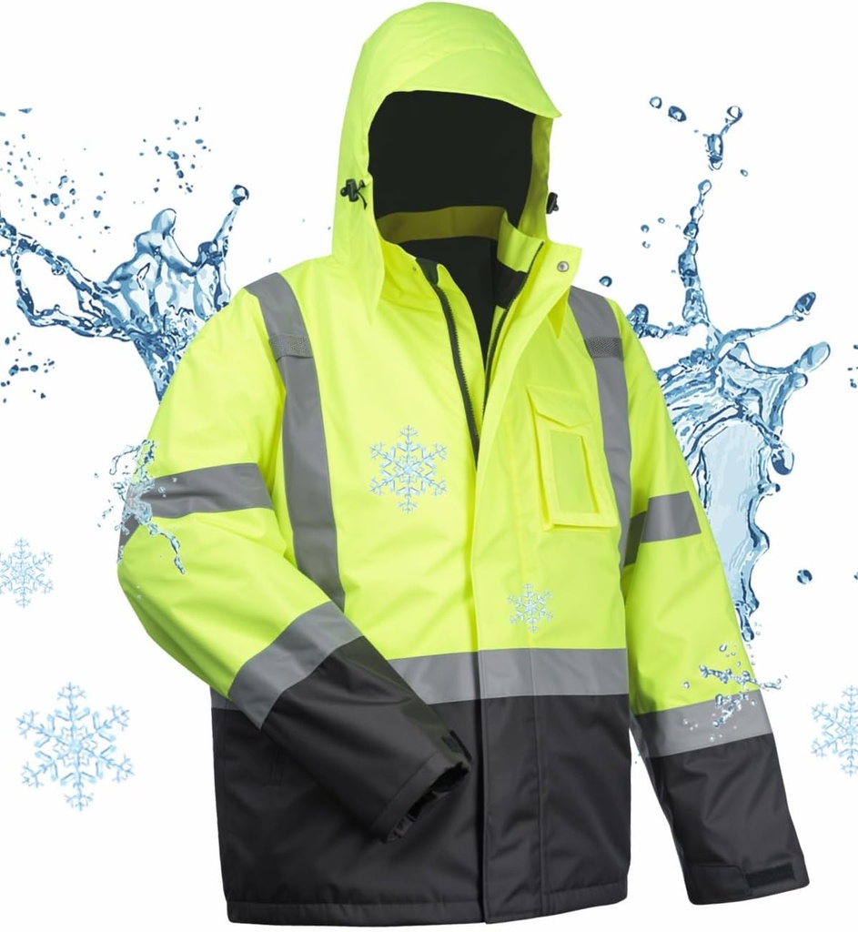 nástroj 100% nepremokavé bezpečnostné bundy pre mužov, Hi Vis Reflective Work Jackets, stavebné dažďové plášte pre studené počasie