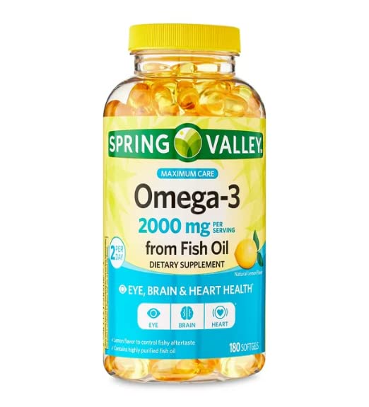 Jar Valley Omega-3 z rybieho oleja Maximum Care Softgels, 2000mg, 180 Count