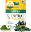 Sunlit Best Chlórella Spirulina Tablety - Organic USDA, Premium Spirulina a Chlórella Tablety 1000 Počet - Sun Chlorella Pure Natural Superfoods with Algae, Enzymes Chlorofyl & Vegan Protein