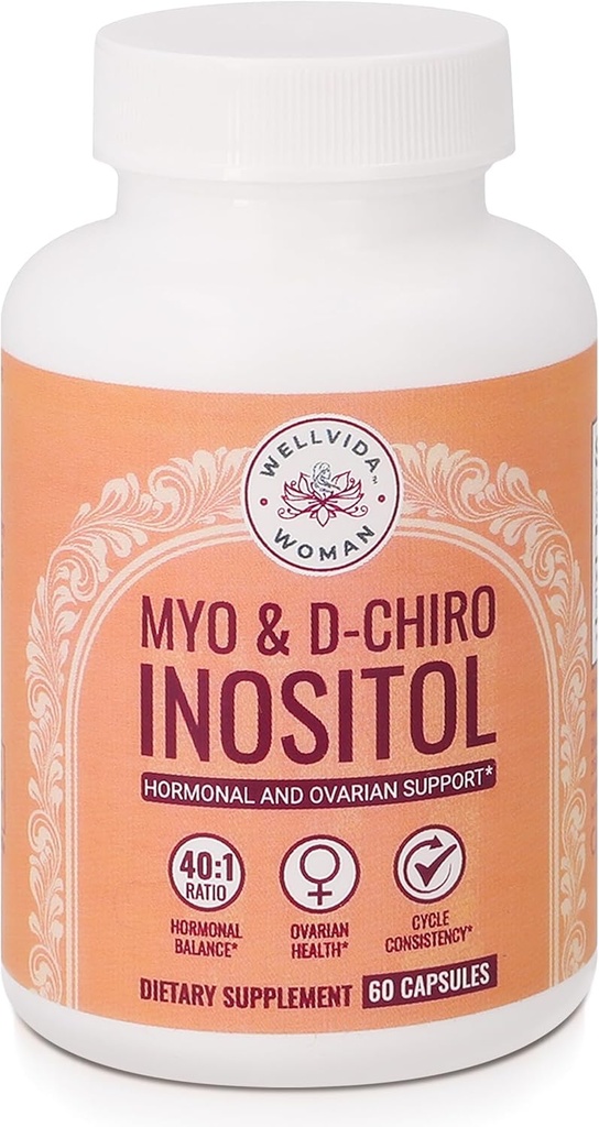 Myo- Inozitol & D- Chiro Inozitol Supplement fľaša (60 kapsúl) 40:1 Ratio Capsula od Ovarian Support Myo- Inozitol 1000mg & D- Chiro 25mg Inozitol Kapsule w/ Caronositol - Daily Inositol pre ženy