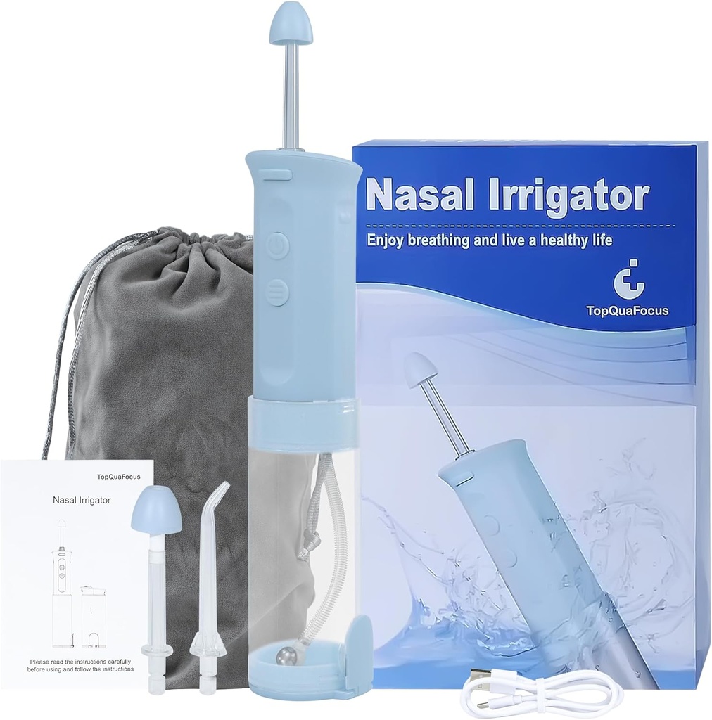 TopQuaFocus Nosné zavlažovanie Sinus rinse systém Nosový zavlažovanie s teleskopickým zásobníkom vody Neti Pot Kombinácia Versatile voda Flosser Nos práčka 3 trysky 3 Režimy Nos Čistič pre dospelých a deti