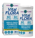 Vital Planet - Vital Flora Probiotiká pre mužov, 60 miliárd CFU, 60 rôznych kmeňov, 7 Organické prebiotiká, Muži a každodenný police Stabilné probiotiká pre imunitnú podporu, Relief plynu, Tráviace zdravie 30 Kapsule