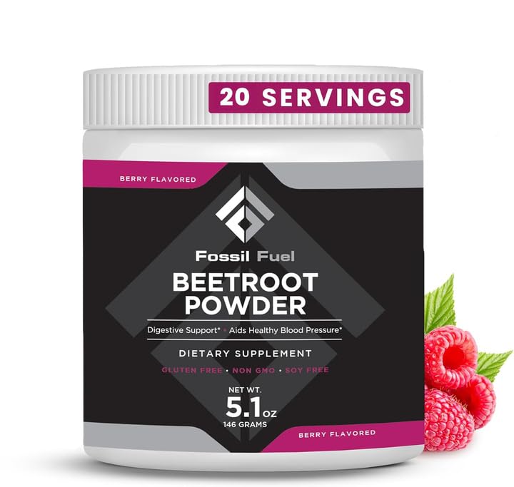 Fosílne palivo Organické Beet Root prášok, podporuje oxid dusnatý, Circulation, Energy, Heart Health - Cvikla Premium Superfood Repy prášok Dietetické dusičnany, non-GMO, Vegan-Priatelia, Berry (20 Servings)