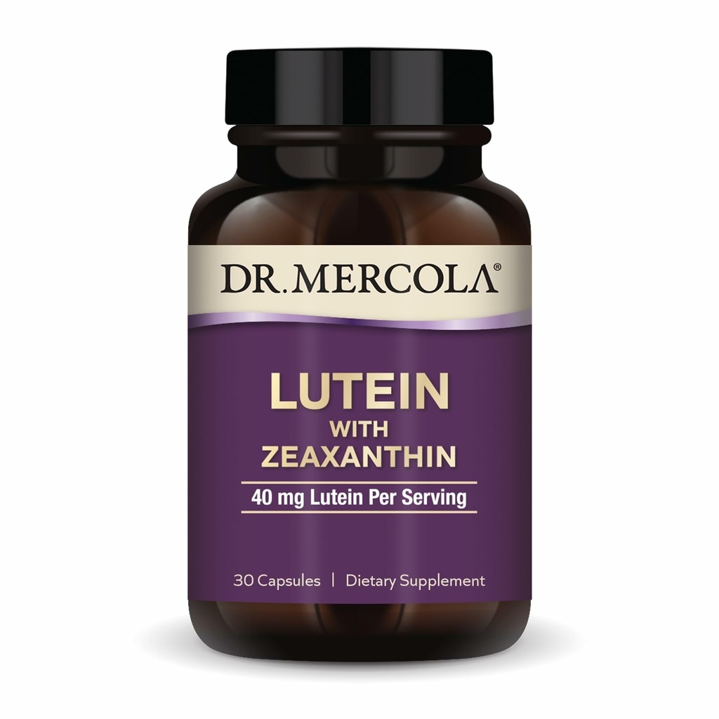 Dr. Mercola Lutein s Zeaxantínom, 30 Servisov (30 kapsúl), 40 mg luteínu za službu, diétny doplnok, podporuje zdravie zraku a kognitívne funkcie, non-GMO