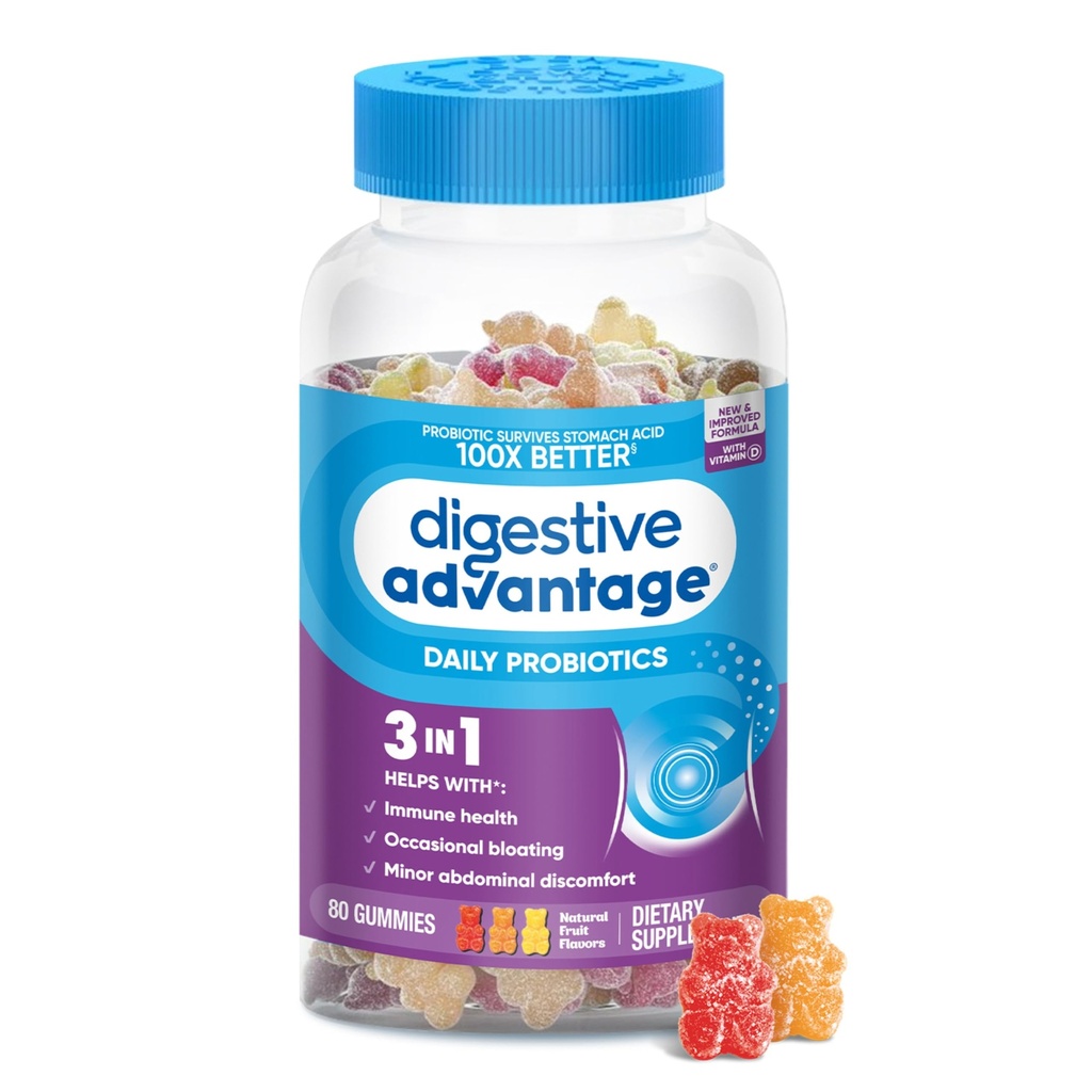 Tráviace výhody Probiotické Gummy pre tráviace zdravie, Denné probiotiká pre ženy a mužov, Podpora príležitostného bloating, Malý brušný discomfort a zdravie Gut, 80ct Prírodné ovocné príchute