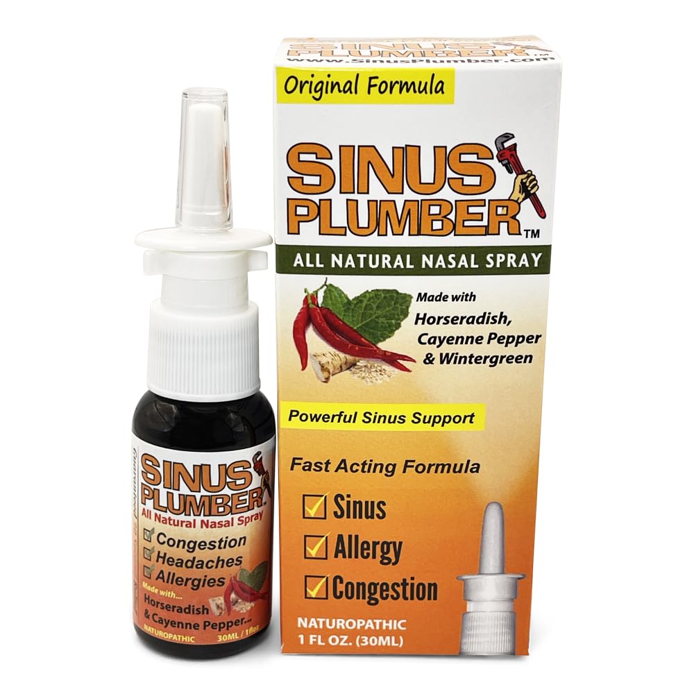 Sinus Plumber Pepper Nasal Spray, Alergia a Sinus Relief, Kongescia, bolesti hlavy, 1 fl oz