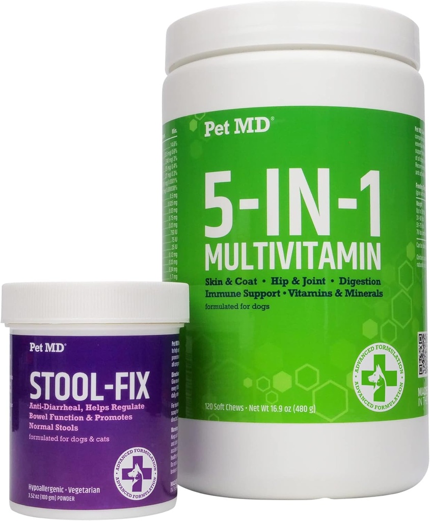 Pet MD stool Fix & 5-in-1 Multivitamínové žuvačky