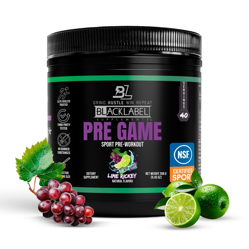 BLACKLABEL doplnky pred cvičením prášok, Lime Rickey (40 slúži) 