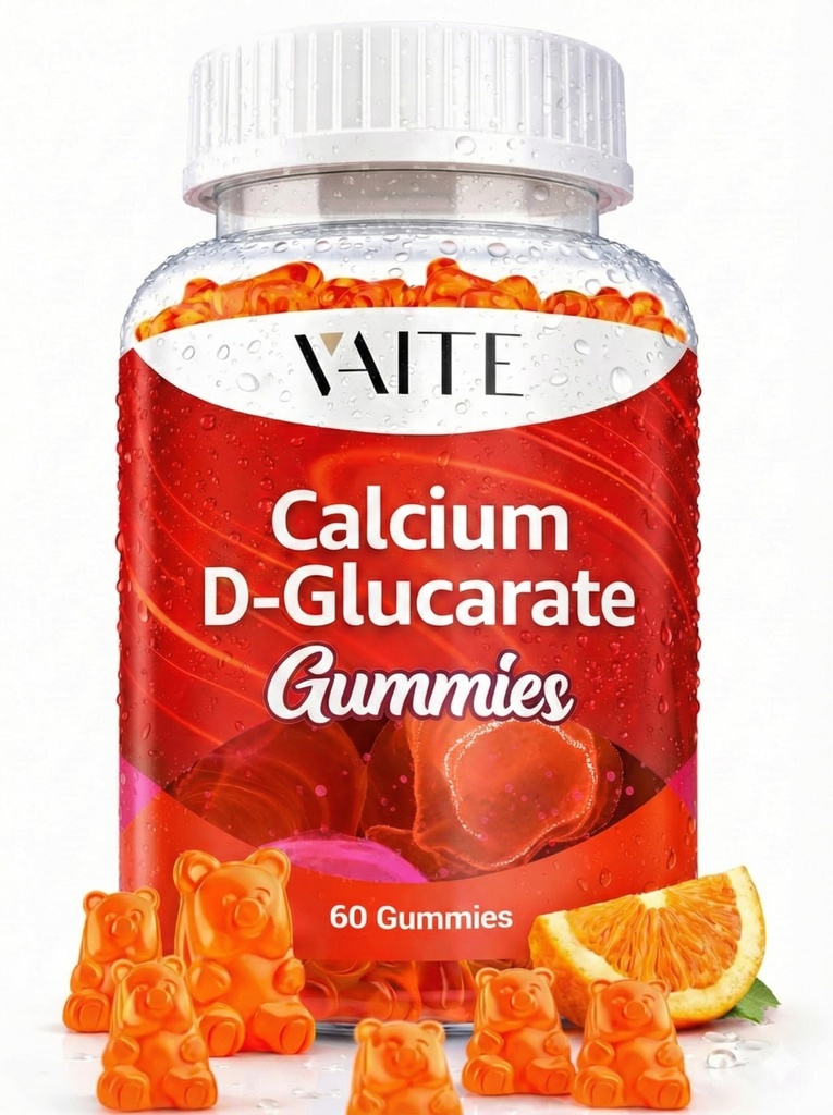 Calcium D-Glukarát Gummies 1000mg - CDG Cleanse Supplement for Men and Women, Hormone Metabolizmus Balance & Menopauza podporuje, non-GMO, Vegan, Gluten Free, Soy Free Supplements, 60 Gummy Chewables