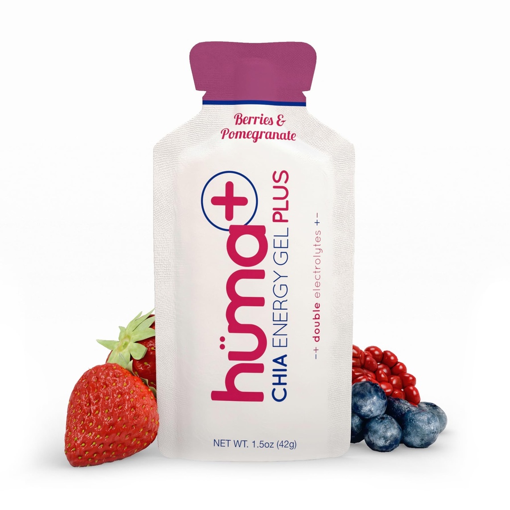 Huma Plus (Double Electrolytes) - Gél chia Energy, bobuľové a granátové jablko, 12 gélov - Žalúdok priateľsky, skutočné energetické gély