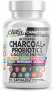 Čistá Nutra Aktivované Charcoal Pills + Shilajit Probiotic Digestive Enzymes pre Digestive Health Kapsule s Peppermint Fenikel Licorice Papain Ginger Turmeric Powder