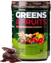 Nutrology Greens & Fruits Powder-Naturally Sourced Fruits, Vegetables, Beet Powder & Mushroom Blend, Probiotics, Digestive Enzymes, Fiber, Antioxidants, Immune Support, Gluten Free - Chocolate