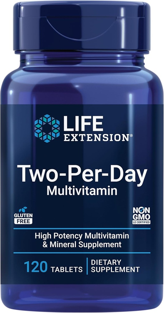 Life Extension Super Bio-Curcumin a Two-Per-Day 120 Tablet Multivitamín Bundle - 60 Vegetariánske kapsuly