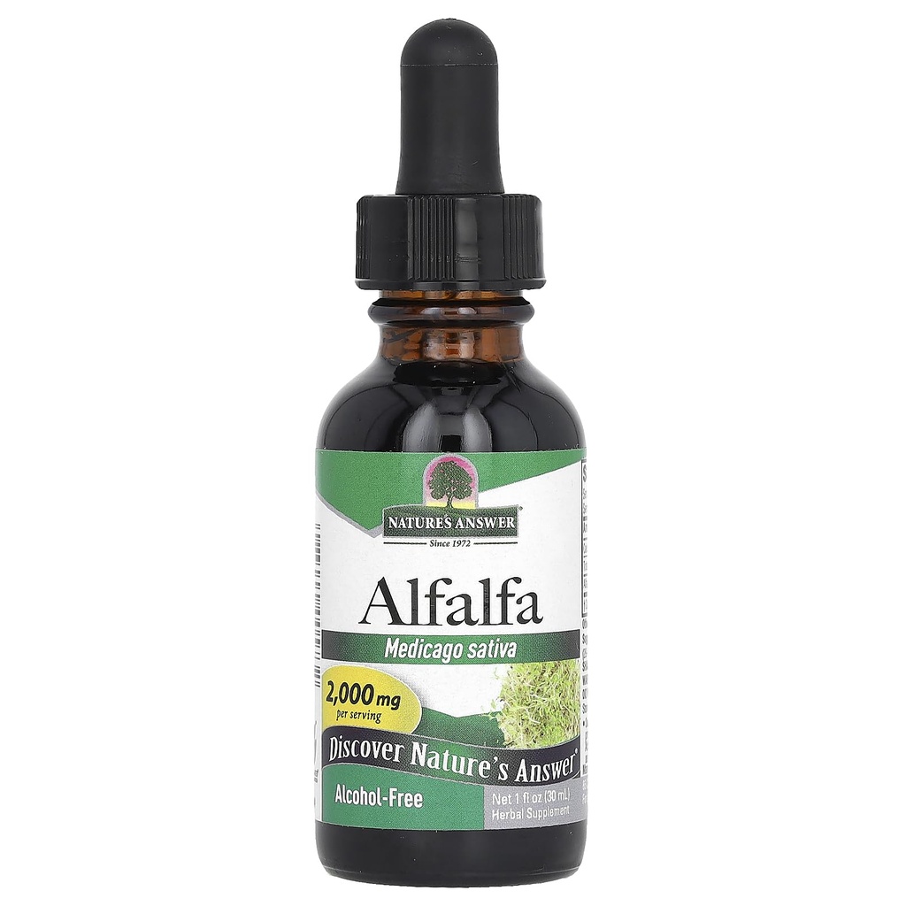 Nature's Answer Alkohol-Free Alfalfa Herb Extract, 1-Fluid Ounce podporuje imunitný systém, krv, trávenie, Energetické hladiny - pomáha s detoxikáciou