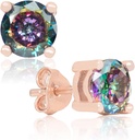 Ručne vyrobené ružové zlato Platené prírodné Mystic Topaz Sterling Silver Stud Náušnice