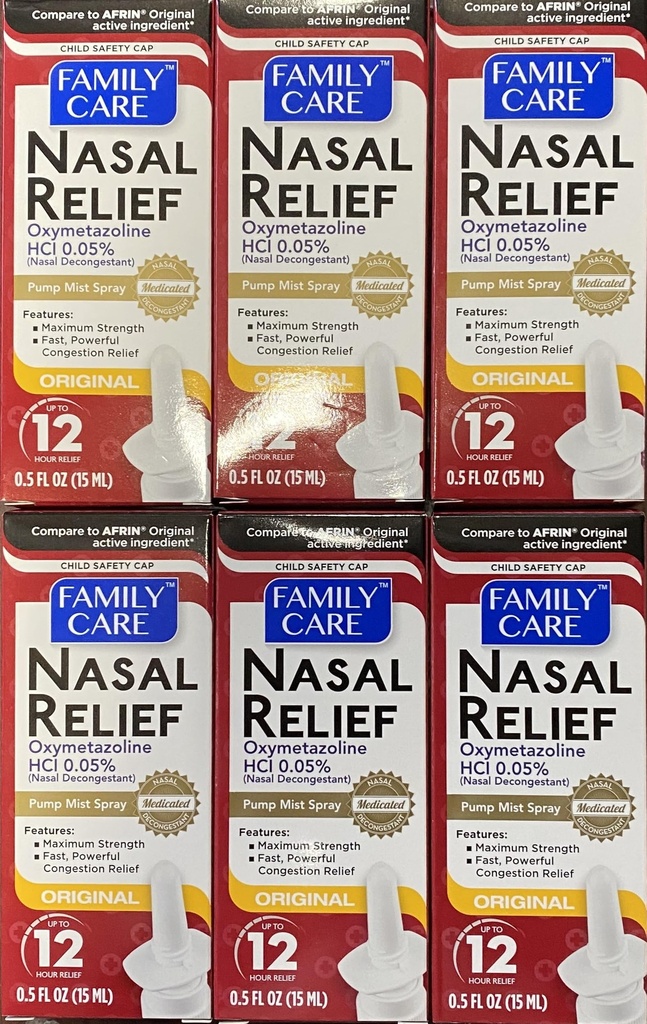 Assured Nosal Relief Spray, 12 hodinová pumpa Mist Oxymetazolín HCL, 0,5 fl. Oz (6 balení)