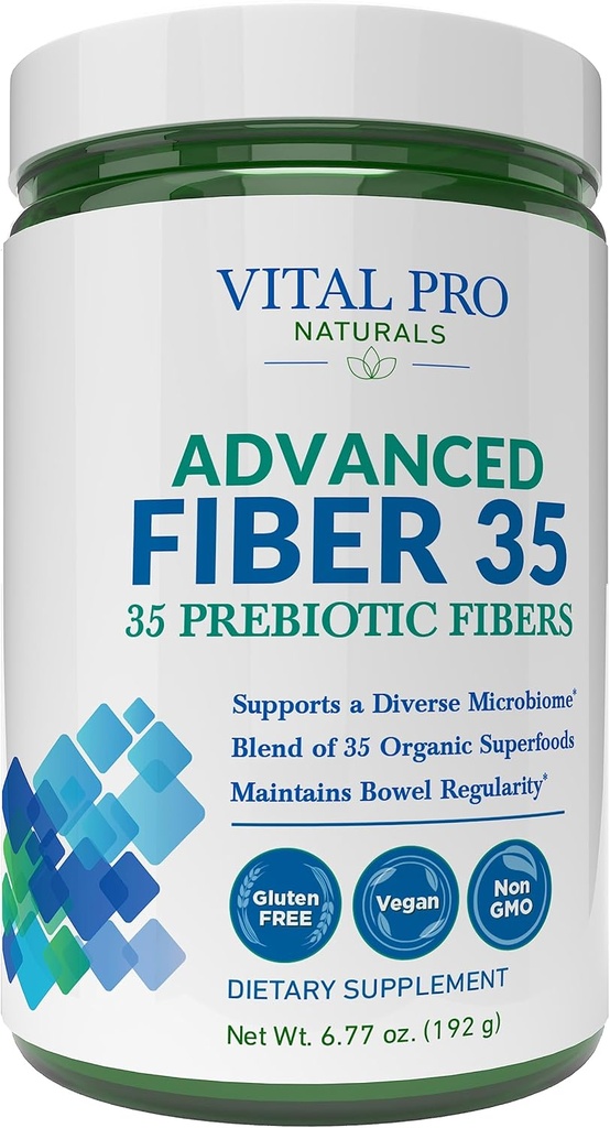 Vital Pro Naturals - Advanced Fiber 35 prášok doplnok pre diétnu podporu a príležitostné zápcha s 35 Prebiotické vlákna a 35 Organic Superfoods pre Bowel Pravidelnosť, 6.77 oz