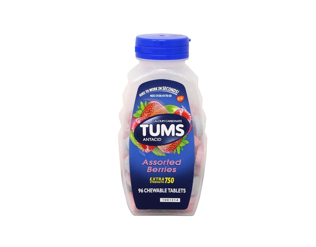 TUMS E-X 750 ASSORED BERRIES 96tablety