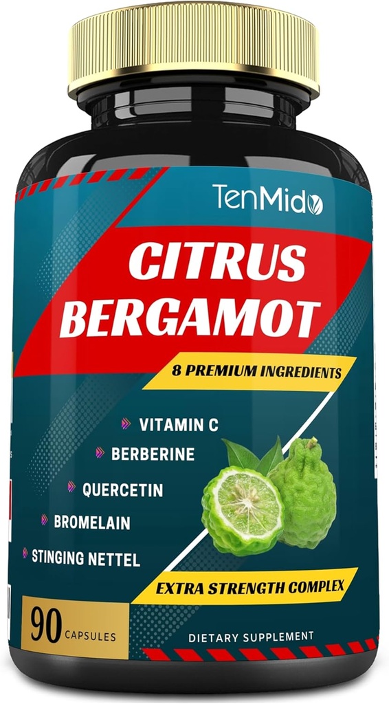 Citrus Bergamot Extract kapsuly s vitamínomC, Berberine, Quercetin, Bromelain, Echinacea, Black Pepper - 3 mesiace dodávky, 90 caps