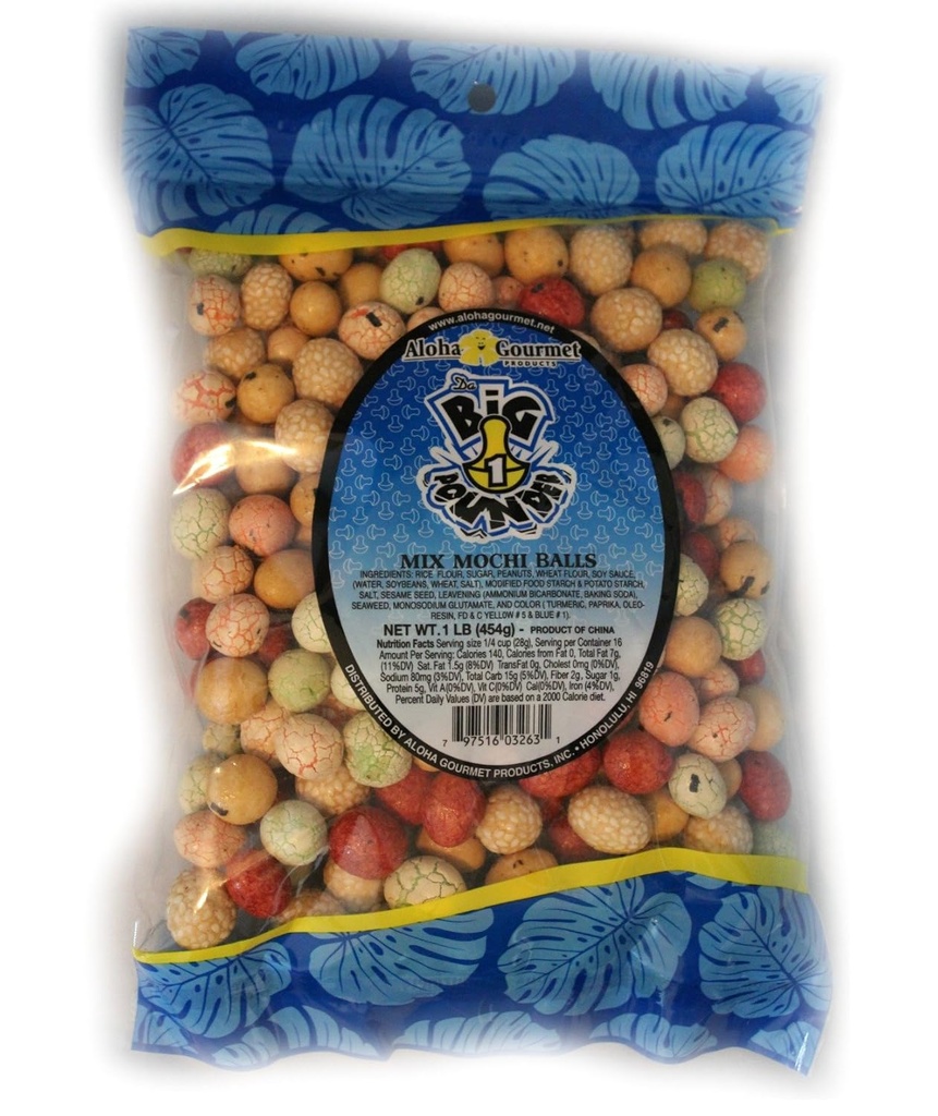 Aloha Gourmet Big Pounder Mix Mochi Balls 1 libra Jumbo taška
