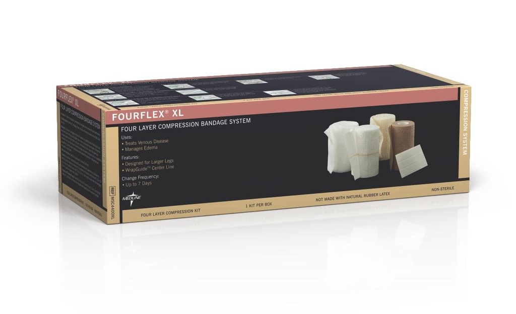 Medline Fourflex XL 4-Layer Compression System, Size XL, Efektívne pre chronické venous insuficiencia, Prípad 8 Kits