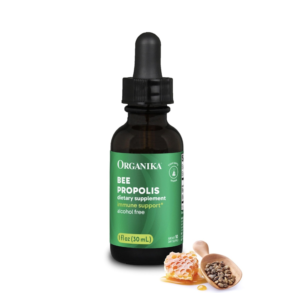 Organika Bee Propolis Tincture 1 oz: Vegan Propolis Extract - Hrdlo a dýchanie - bez lepidla, GMO, a umelé príchute - 10 dní Prop Drops Supply