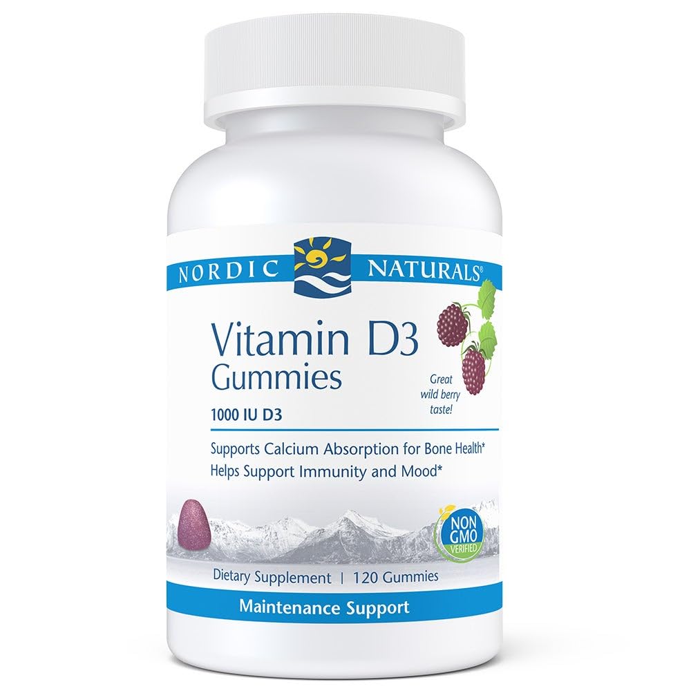 Nordic Naturals Pro Vitamín D3 Gummies, Wild Berry - 120 Gummies - 1000 IU Vitamín D3 - Veľká chuť - zdravé kosti, nálada a imunitný systém Funkcia - non-GMO - 120 Servírovanie