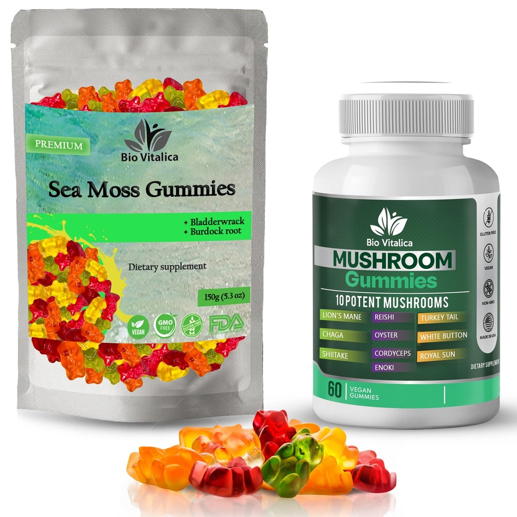 BIO VITALICA Morské machy Gummy a huby (Bundle)