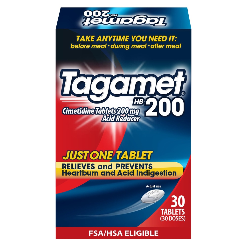 Tagamet HB 200 mg Kyselina cimetidínová Redukcia a úľava od pálenia záhy, uľavuje a zabraňuje zažívaniu, počet 30