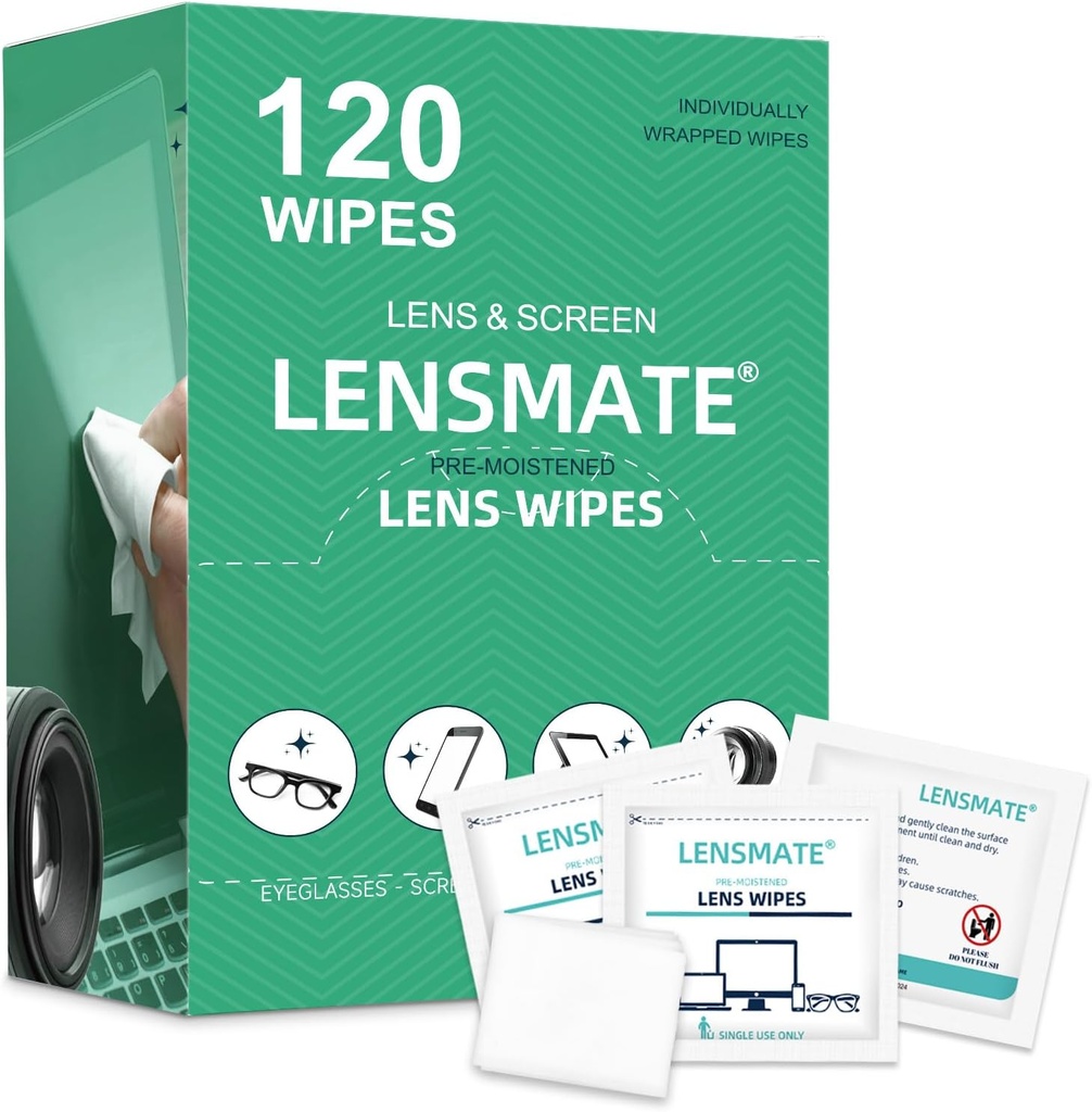 Lenzmate 120 gróf Lenov Utierky pre okuliare, predzvlhčené a jednotlivo zabalené Okuliare, Leny Čistiace utierky pre okuliare, slnečné okuliare, Goggles a Camera Lens