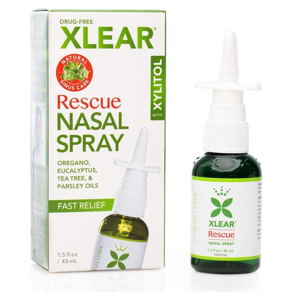 Xlear Rescue Natural Nasal Spray s Xylitolom, Oregano a Tea Tree, 1,5 fl oz (Pack of 1)