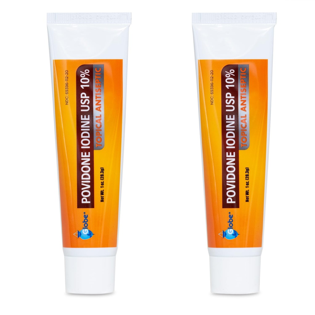 Glóbus (2 balenia) Povidón Jód 10% Prvá pomoc Masť 1 Oz, pre rezy Scrapes Burns (Porovnaj s Betadínom)
