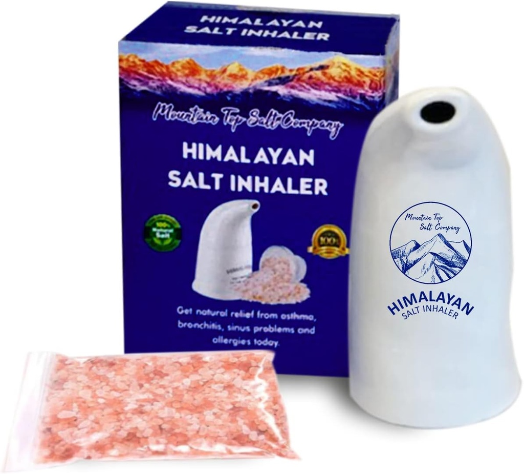 Keramický himalájsky soľný inhalátor s himalájskym ružovým kryštálom soľou 