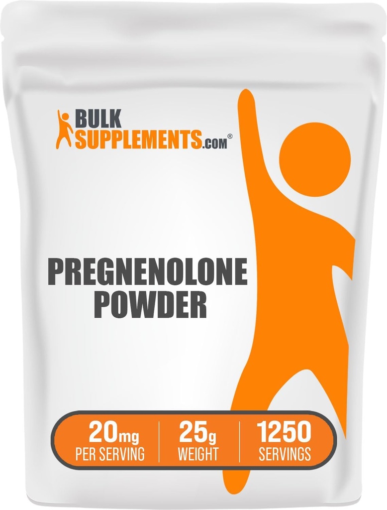 BulkSupplementments.com Pregnenolón prášok - Nutritional Supplement, Pregnenolón 20mg - Pure & Gluten Free, 20mg per Serving, 25g (0,88 oz) (Pack of 1)
