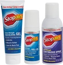 Stopain Relief bolesti Combo Set (Gel, Roll On, Spray) USA Made, Max Strength Fast Acting with MSM, Glucosamine, Menthol for Lower Back, Knee, Neck HSA FSA Topical Analgyic Products