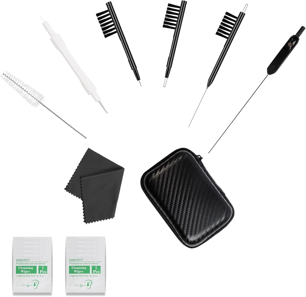 Phitunery 52-Piece načúvacie pomôcky Čistenie súpravy Príslušenstvo Prenosné načúvacie pomôcky Puzdro Vrecková veľkosť s čistiacimi kefkami Nástroje, suché kapsule, Audio Wipes, Deer Velvet tkaniny a načúvacie pomôcky Cestovné puzdro [Medium]
