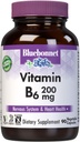 Bluebonnet Nutrition Vitamín B6 Rastlinné kapsuly, 200 mg, Pre Kardiovaskulárne a nervového systému Zdravie, Soy Free, Gluten Free, Kosher, Dairy Free, Vegan, Non-GMO, 90 Rastlinné kapsuly, 90 Servisov