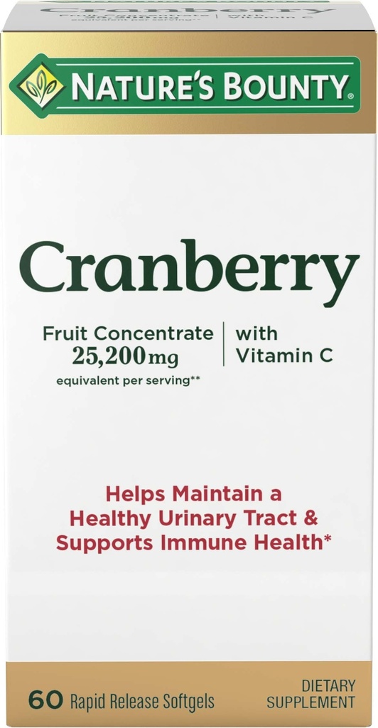 Prírodné Bounty Cranberry Dietary Supplement, podporuje močové tract a Immune Health, Softgels, 25,200 Mg, 60 Ct