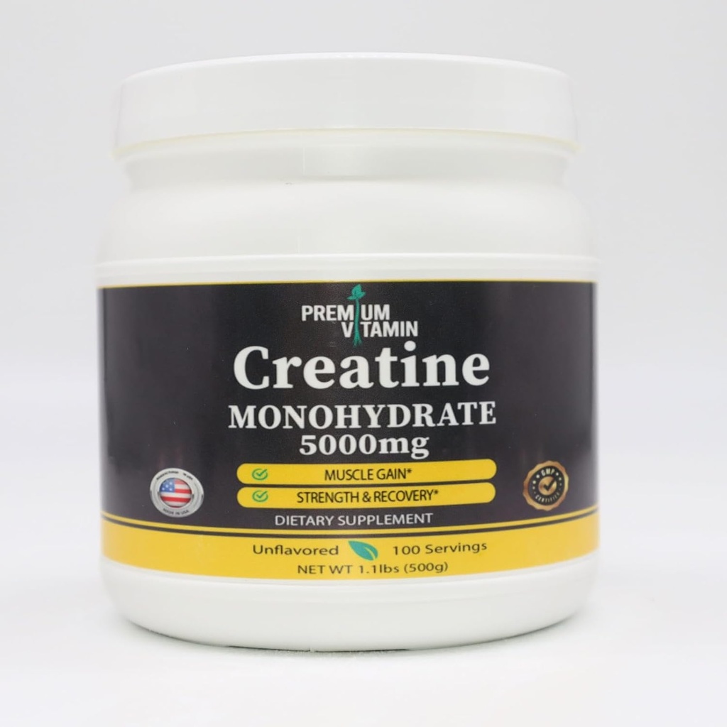 Prášok na monohydrát kreatínu - svalový zisk a zotavenie - čistý nechutný kreatínový prášok - 5g na odmerku - 5000mg na servírovanie - doplnok kreatín pre mužov a ženy - 500 gramov