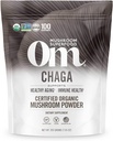 OM MUSHROOM SUPERFOOD Chaga Organic Mushrom Powder, 7.05 Ounce Pouch, 100 Servings, US Grown, Sacred Antioxidants & Immune Support, Superfood Mushroom Supplement