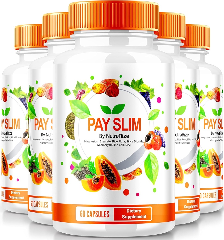 NutraRize (5 balenie) Pay Slim Kapsule, PaySlim All-Natural Supplement for Healthy Weight Loss, Premium Formula pre dosiahnutie telesných a fitness cieľov, oficiálne recenzie (300 Kapsule)