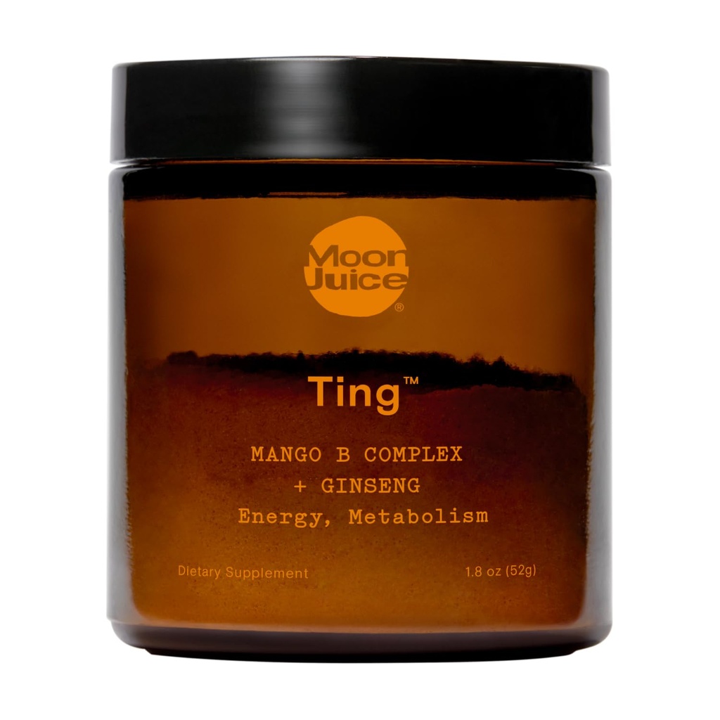 Moon Juice - Ting Mango vitamín B komplex + ženšen doplnok - Jar (25 Servings) - Kofeín zadarmo energie, metabolizmus a nálada - Organic Tulsi & Guava - 3. Party tested - Vegan & Non GMO - 1.7oz