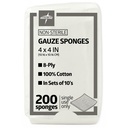 Medline 4 x 4 palcové gauze Spongá, nestrážené 8-vrstvové taveniny, 100% bavlna, Ideálne pre rán dressing, rán starostlivosť, všeobecné použitie prvej pomoci, balenie 200
