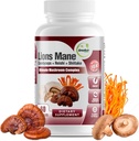 GreeNatr Complete Mushroom Supplement -10 in 1 Complex with Lions Mane, Cordyceps, Shiitake, Chaga, Turecko Chvost pre imunitnú podporu, pamäť, Focus & Natural Energy Booster - 60 Kapsule (1 fľaša)